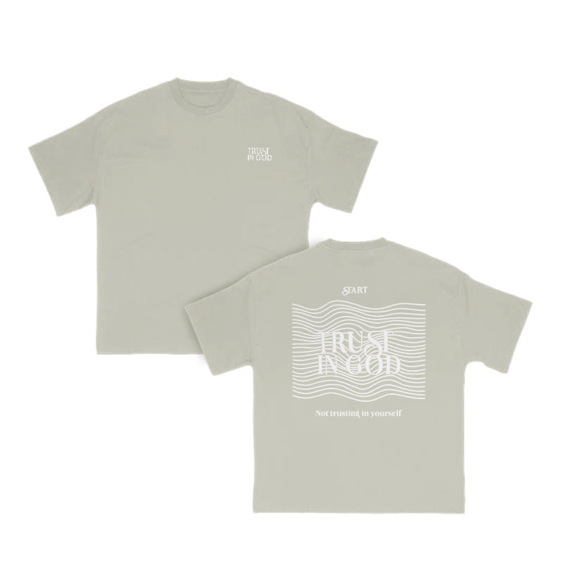 Unisex Trust In God Wavy Line Print T-shirt - Warm Grey - US16-18(2XL) - image 5