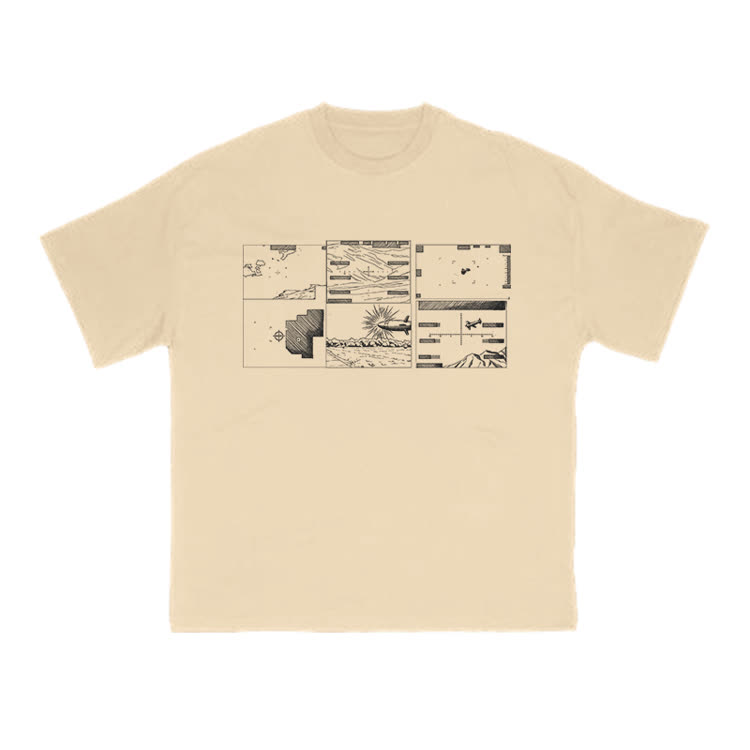 Casual Graphic Panel Print Crew Neck T Shirt - Apricot - US16-18(2XL) - image 12