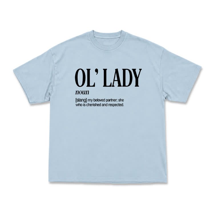 Casual OL' Lady Graphic Round Neck T-Shirt - Light Blue - US16-18(2XL) - image 9