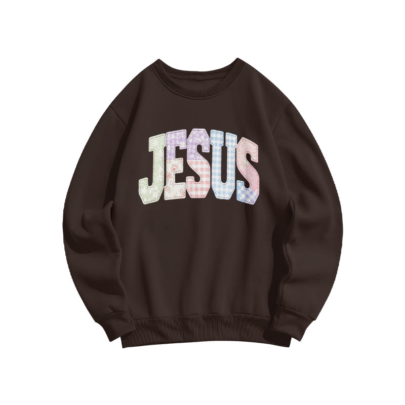Floral Jesus Print Sweatshirt - Coffee - US16-18(2XL) - image 6