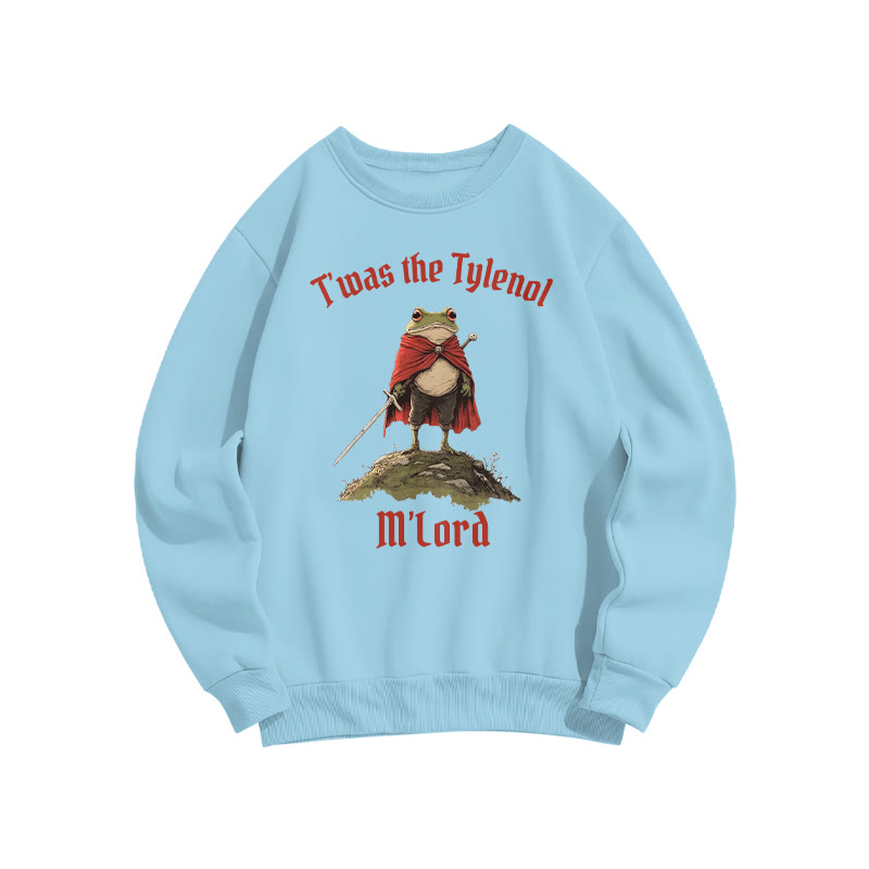 Unisex T'was The Tylenol M'lord Red Cloak Frog Print Sweatshirt - Blue - US16-18(2XL) - image 8