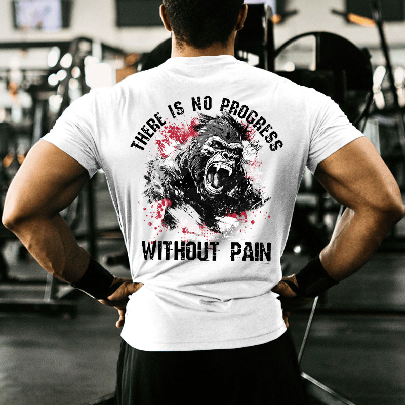 Gym 100% Cotton There Is No Progress Without Pain Print T-shirt - image 4