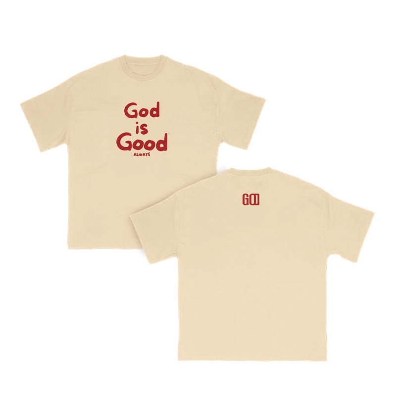 Unisex God Is Good Always Print T-shirt - Apricot - US16-18(2XL) - image 6