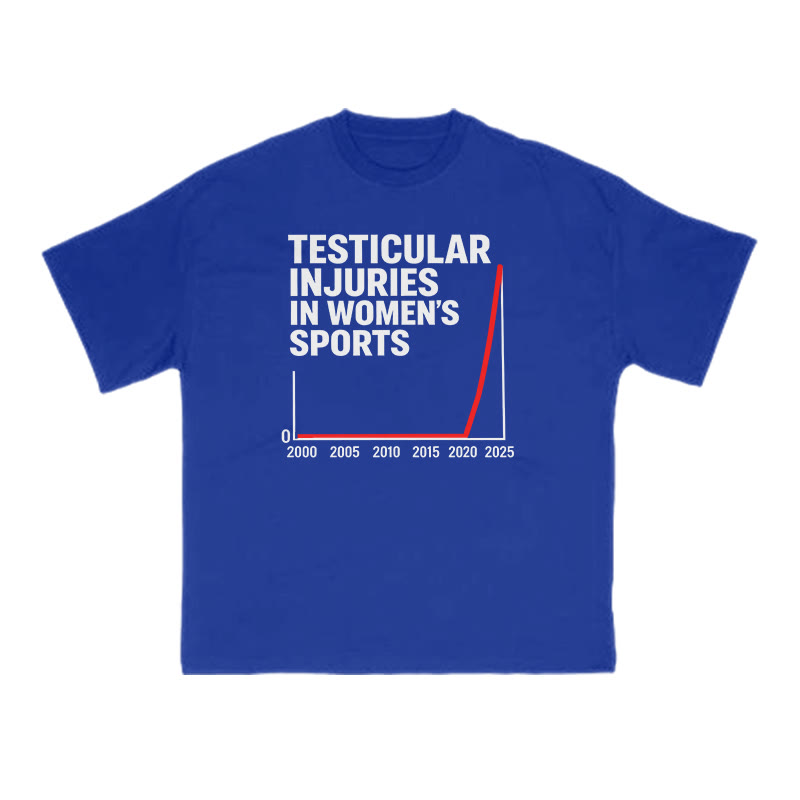 Testicular Injuries In Women's Sports Print T-shirt - Blue - US16-18(2XL) - image 9