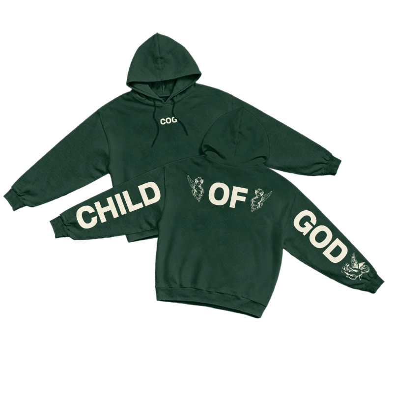 Child Of God Creative Back Print Hoodie - Dark Green - US16-18(2XL) - image 6