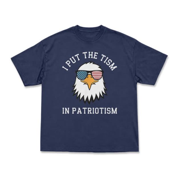 Casual I Put the Tism in Patriotism Eagle Graphic T-Shirt - Navy Blue - US16-18(2XL) - image 11