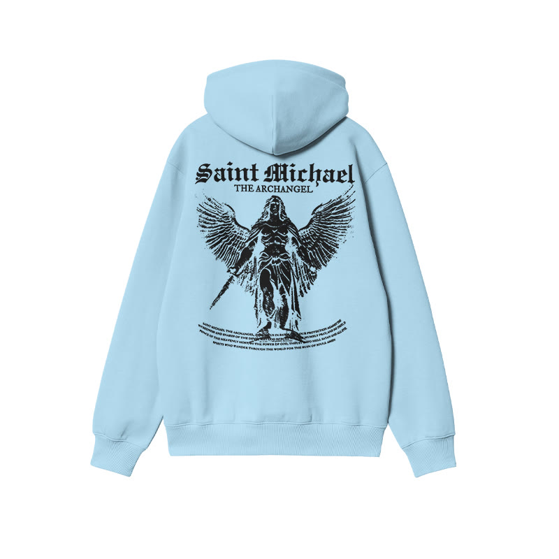 Unisex Saint Michael The Archangel Print Hoodie - Blue - US16-18(2XL) - image 7