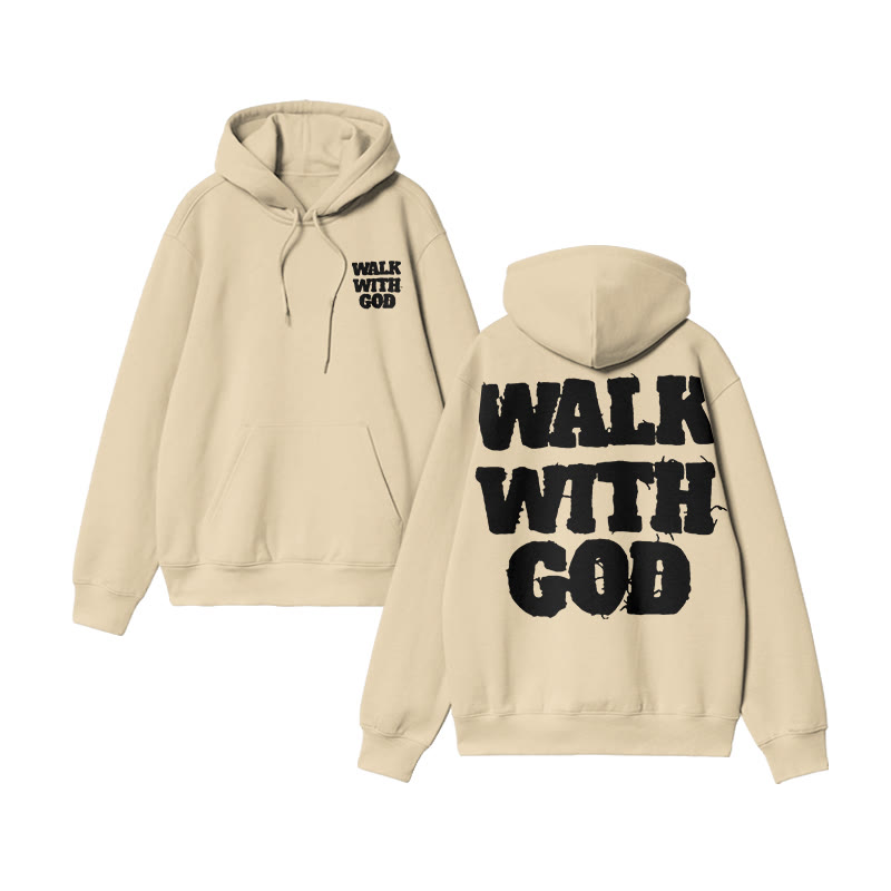 Unisex Walk With God Print Hoodie - Apricot - US16-18(2XL) - image 6