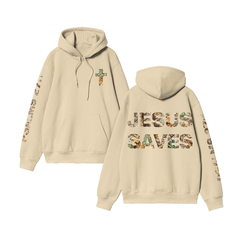 Unisex 100% Cotton Jesus Saves Dead Leaves Camouflage Print Hoodie
