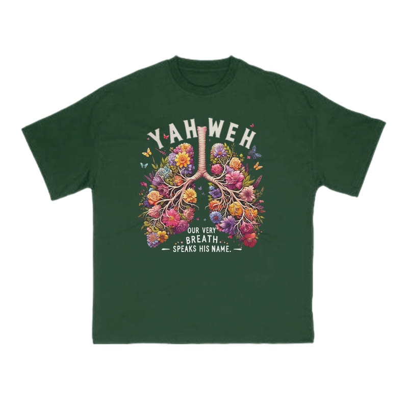 Yahweh Our Very Breath Speaks His Name Print T-shirt - Green - US16-18(2XL) - image 9