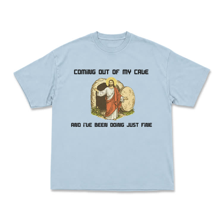 Faith Humorous Jesus Illustration Jersey T-Shirt - Light Blue - US16-18(2XL) - image 6