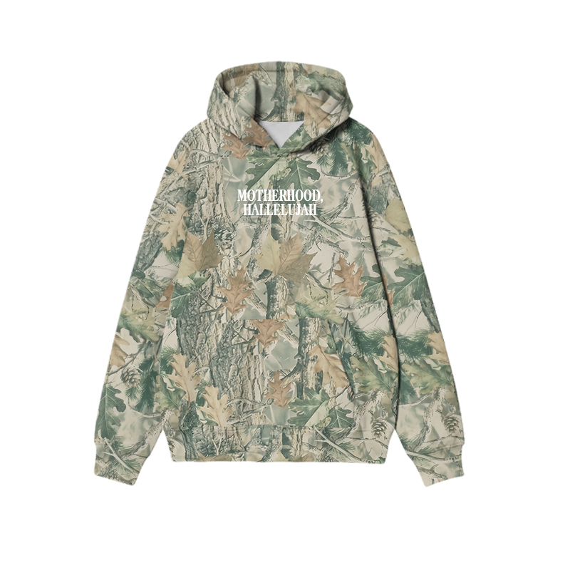 Vintage Camo MOTHERHOOD HALLELUJAH Graphic Print Causal Hoodie - Green Camo - US32-34(5XL) - image 14