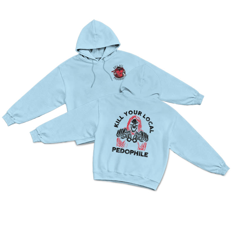 Kill Your Local Pedophile Print Hoodie - Blue - US16-18(2XL) - image 8
