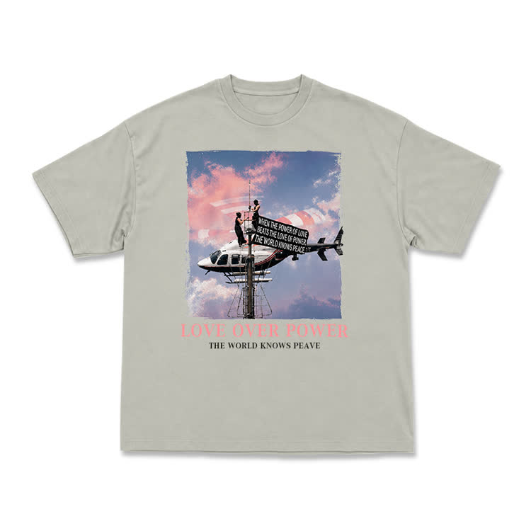 Unisex Love Over Power Statement Graphic T-Shirt - Warm Grey - US16-18(2XL) - image 12