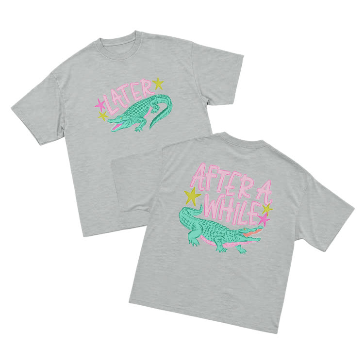 Casual Statement After A While Art Graphic T-Shirt - Grey - US16-18(2XL) - image 9