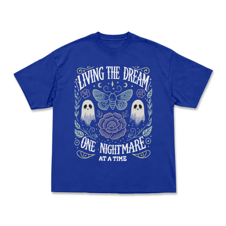Living the Dream Gothic Ghost Print T-Shirt - Blue - US16-18(2XL) - image 14