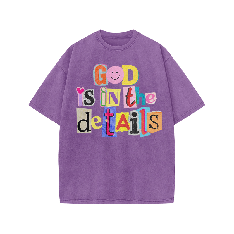 God Is In The Details Print Acid Washed T-shirt - Purple - US20-22(3XL) - image 7