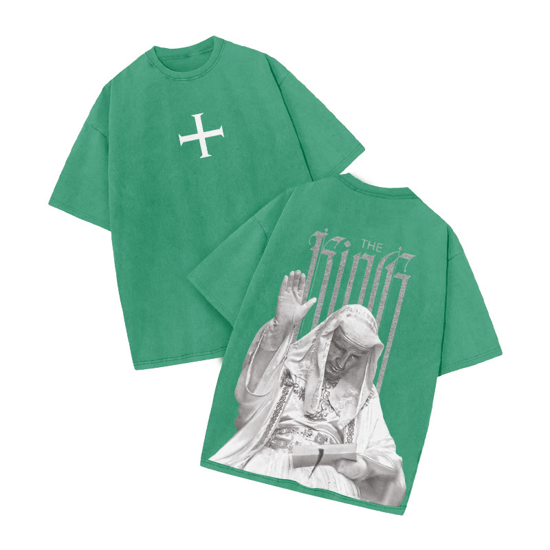 The King Cross Print Acid Washed T-shirt - Green - US20-22(3XL) - image 7
