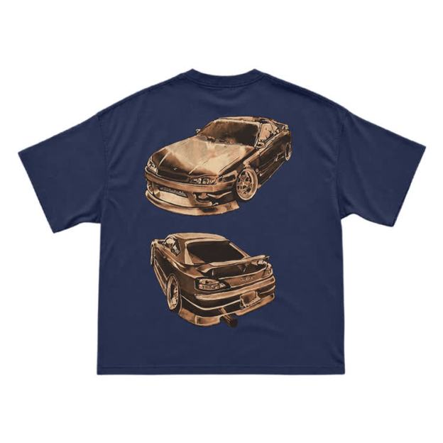 Vintage Dual Sports Car Back Graphic T-Shirt - Navy Blue - US16-18(2XL) - image 14