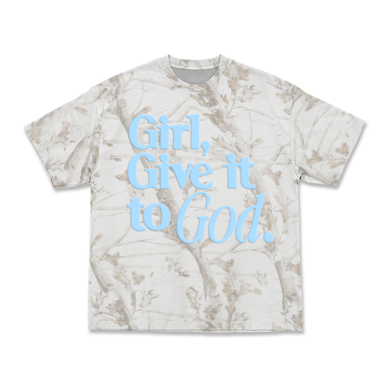 Casual Camo Girl Give It to God T-Shirt - White Camo - 3XL - image 4