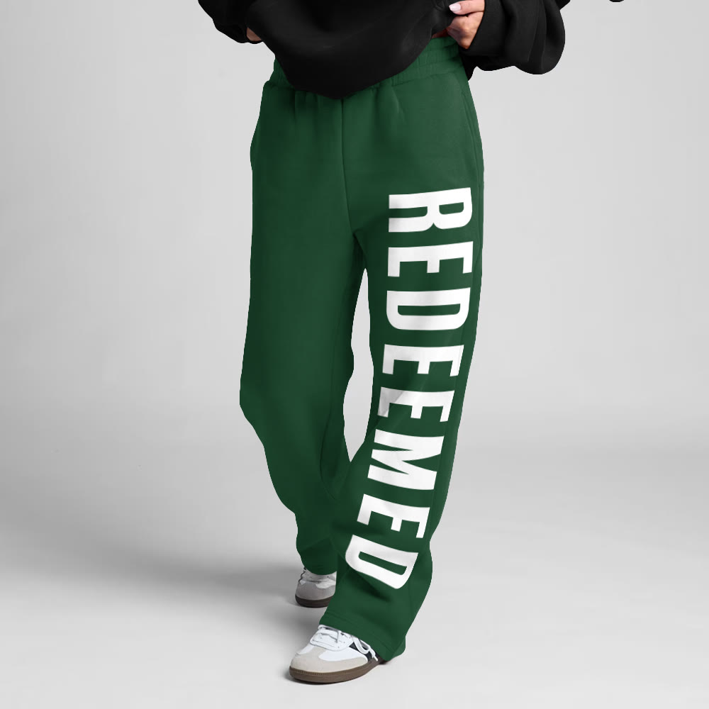 Redeemed Print Straight-leg Sweatpants - Green - 5XL - image 4