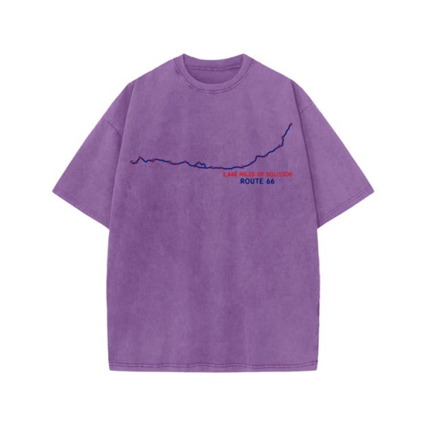 Vintage Route 66 Graphic Print Acid Washed T-shirt - Purple - US20-22(3XL) - image 4