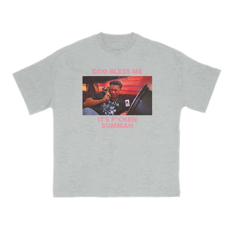 God Bless Me It's F*cken Summah Print T-shirt - Grey - US16-18(2XL) - image 3