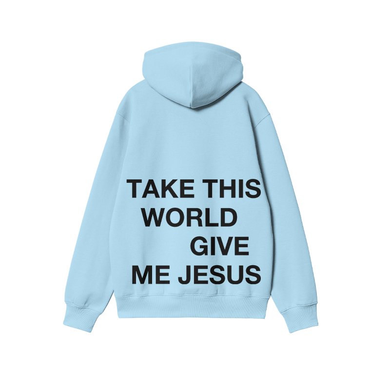 Take This World Give Me Jesus Print Hoodie - Blue - US16-18(2XL) - image 9