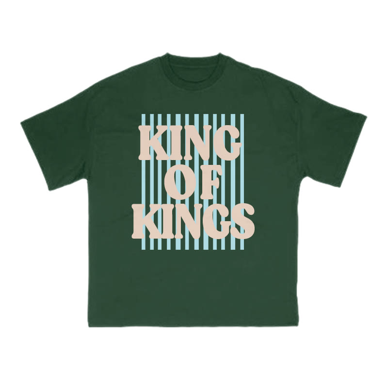 Unisex 100% Cotton King Of Kings Stripes Print T-shirt - Dark Green - US16-18(2XL) - image 3