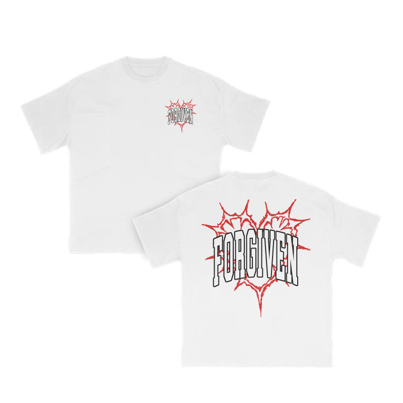 Forgiven Thorn Heart-shaped Valentine's Day Print T-shirt - White - US16-18(2XL) - image 3