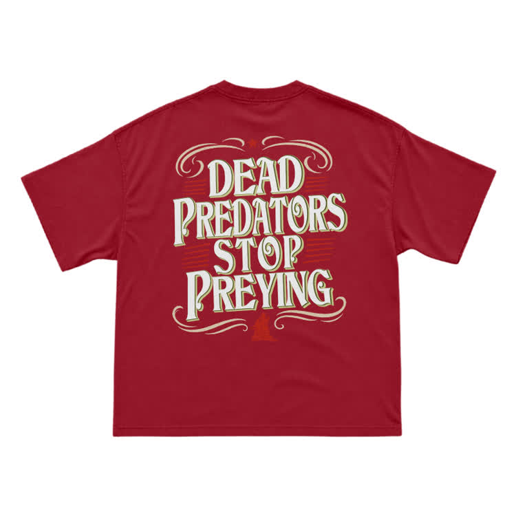 Vintage Dead Predators Stop Preying Back Graphic T-Shirt - Red - US16-18(2XL) - image 12