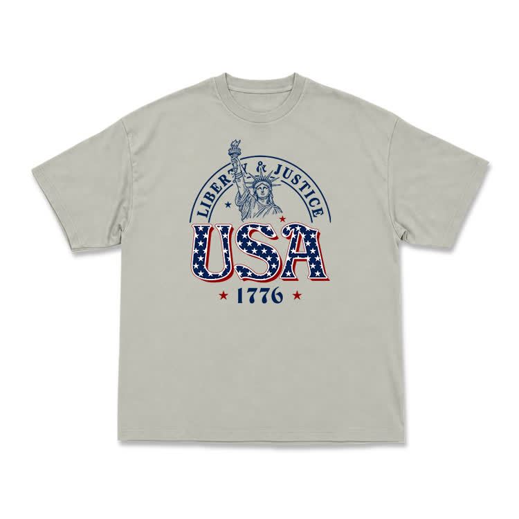 Liberty and Justice USA 1776 Patriotic Graphic T-Shirt - Warm Grey - US16-18(2XL) - image 6