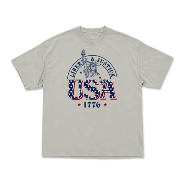 Liberty and Justice USA 1776 Patriotic Graphic T-Shirt - Warm Grey - US16-18(2XL) - image 6