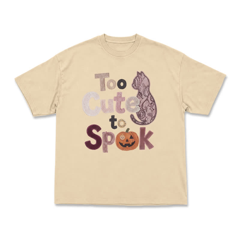 Playful Halloween Cat Silhouette Boxy Crewneck T-Shirt - Apricot - US16-18(2XL) - image 4