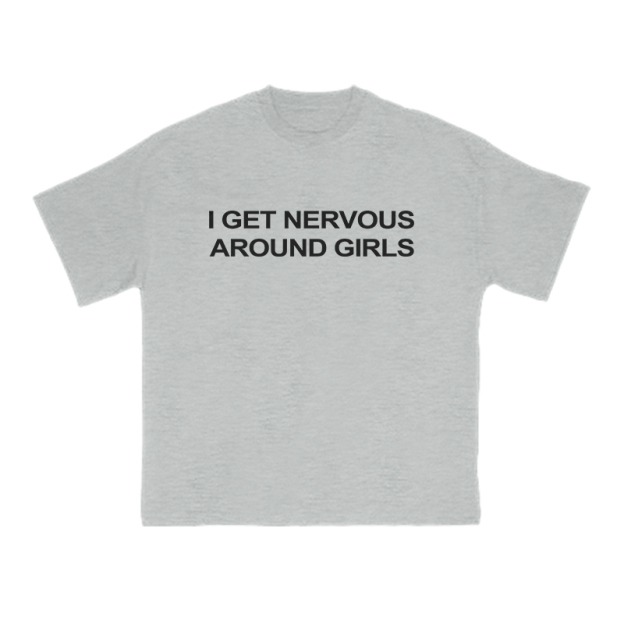 I GET NERVOUSAROUND GIRLS Print T-shirt - Grey - US16-18(2XL) - image 3