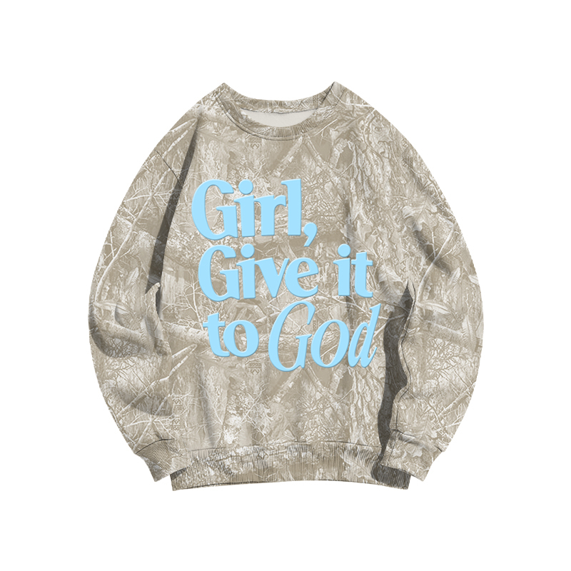 Faith Inspired Girl Give It To God Camo Forget Sweatshirt - Sand Camo - 3XL - image 14