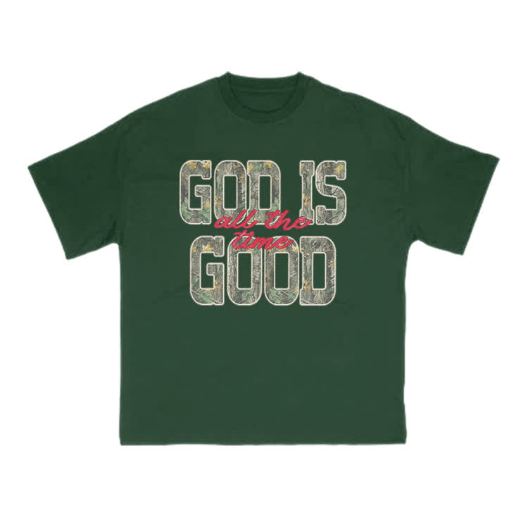 God Is Good Camo All The Time Print T-shirt - Green - US16-18(2XL) - image 13