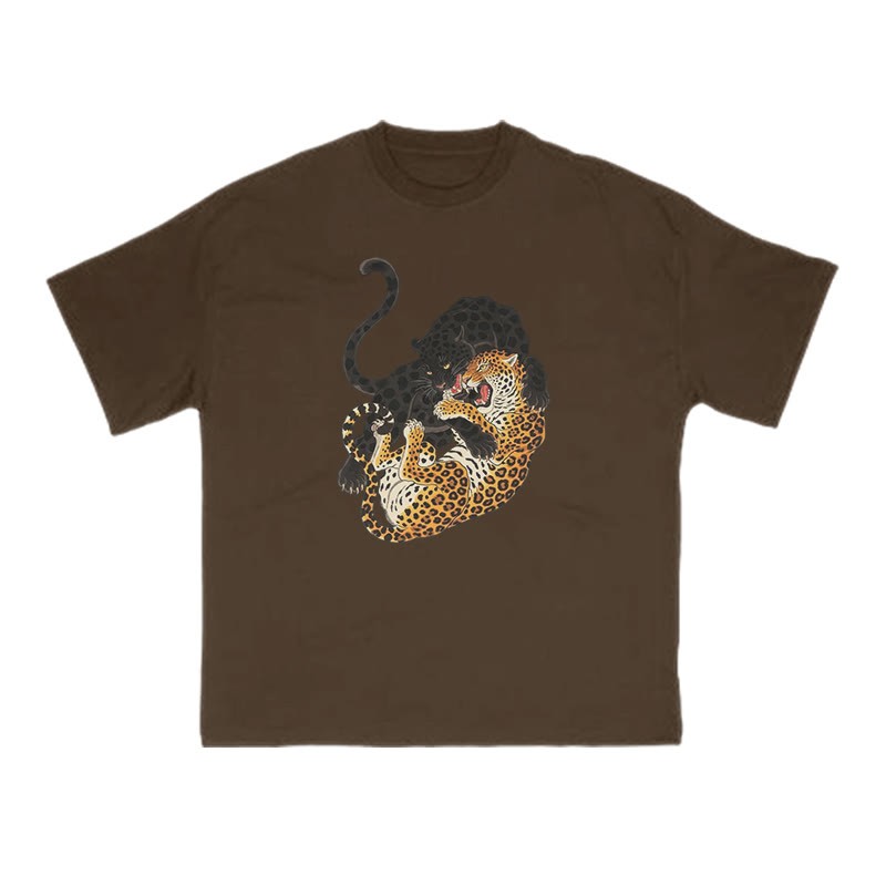 Panther Vs Leopard Print T-shirt - Coffee - US16-18(2XL) - image 7