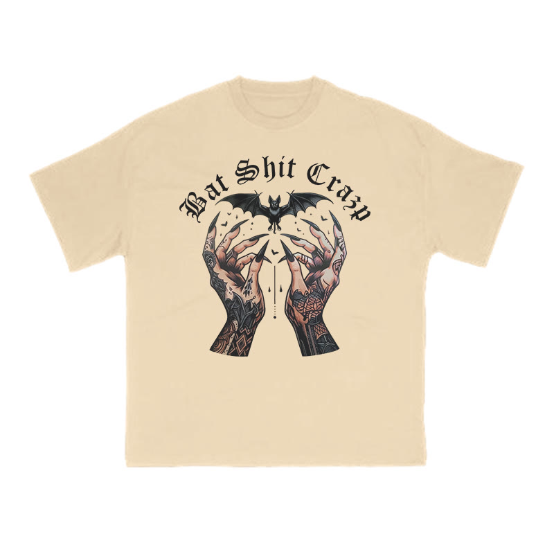 Unisex 100% Cotton Bat Shit Crazy Halloween Print T-shirt - Apricot - US16-18(2XL) - image 5