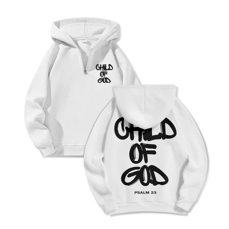 Child Of God Print Half Zip Hoodie - White-Black - US32-34(5XL) - image 3