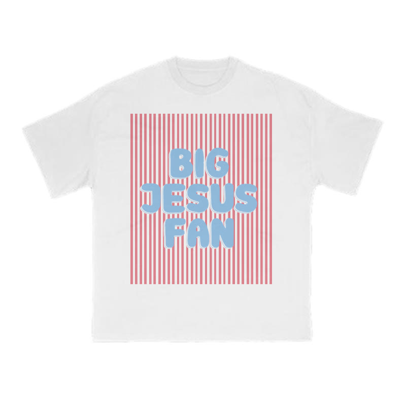 Big Jesus Fan Print T-shirt - White - US16-18(2XL) - image 3