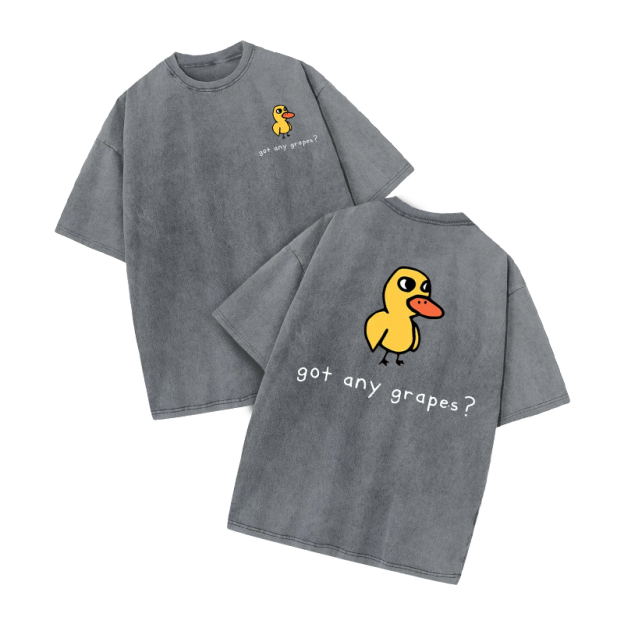 Got Any Grapes? Duck Graphic Print Acid Washed T-shirt - image 5