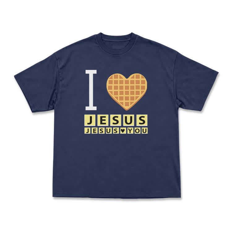 I Heart Jesus Graphic Casual Crew Neck T Shirt - Navy Blue - US16-18(2XL) - image 7