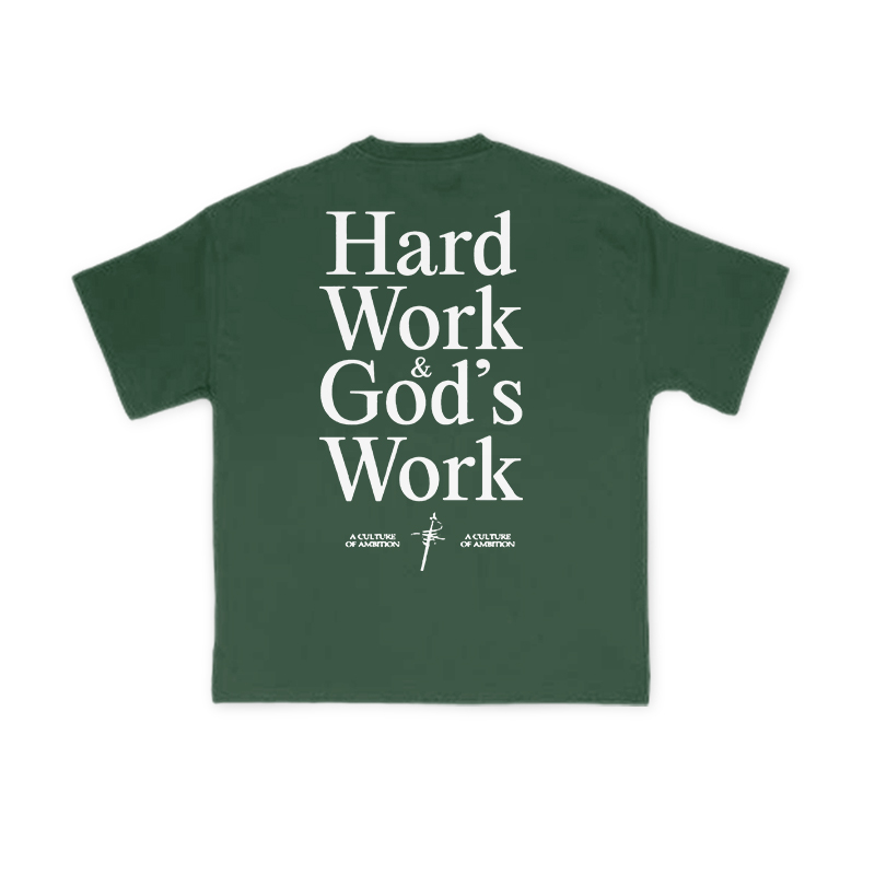 Hard Work & God’s Work Print T-shirt - Green - US16-18(2XL) - image 13