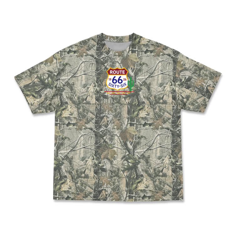 Vintage Route 66 Camo Graphic T-Shirt - Army Green - 3XL - image 4