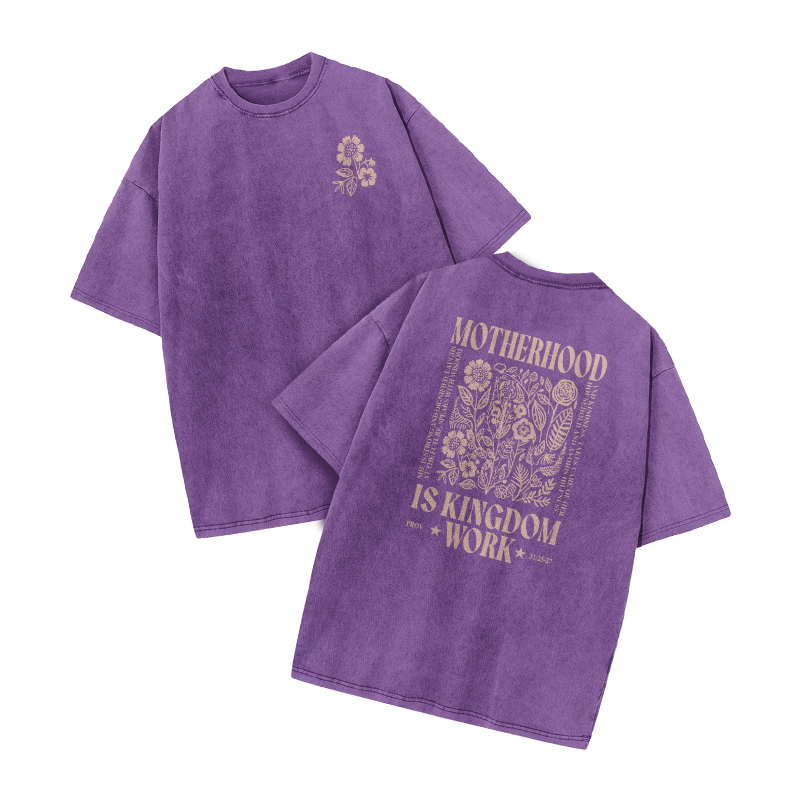 Motherhood Is Kingdom Work Proverbs 31:25-27 Print Acid Washed T-shirt - Purple - US20-22(3XL) - image 8