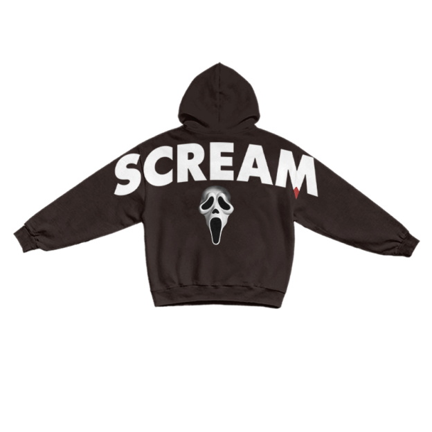 Gothic SCREAM Letter Print Long Sleeve Hoodie - Coffee - US16-18(2XL) - image 5