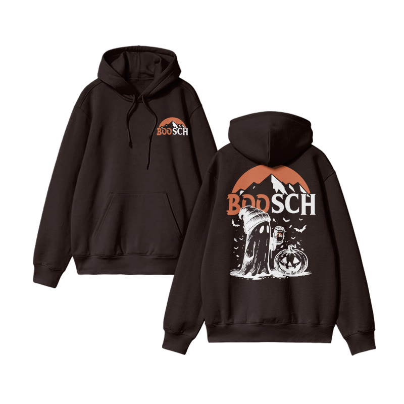 Unisex Funny Boosch Pumpkin Halloween Print Hoodie - Coffee - US16-18(2XL) - image 6