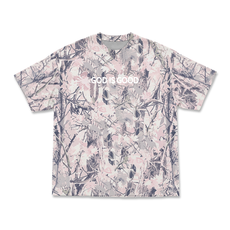 GOD IS GOOD Camo Print T-shirt - Pink Camo - 5XL - image 14