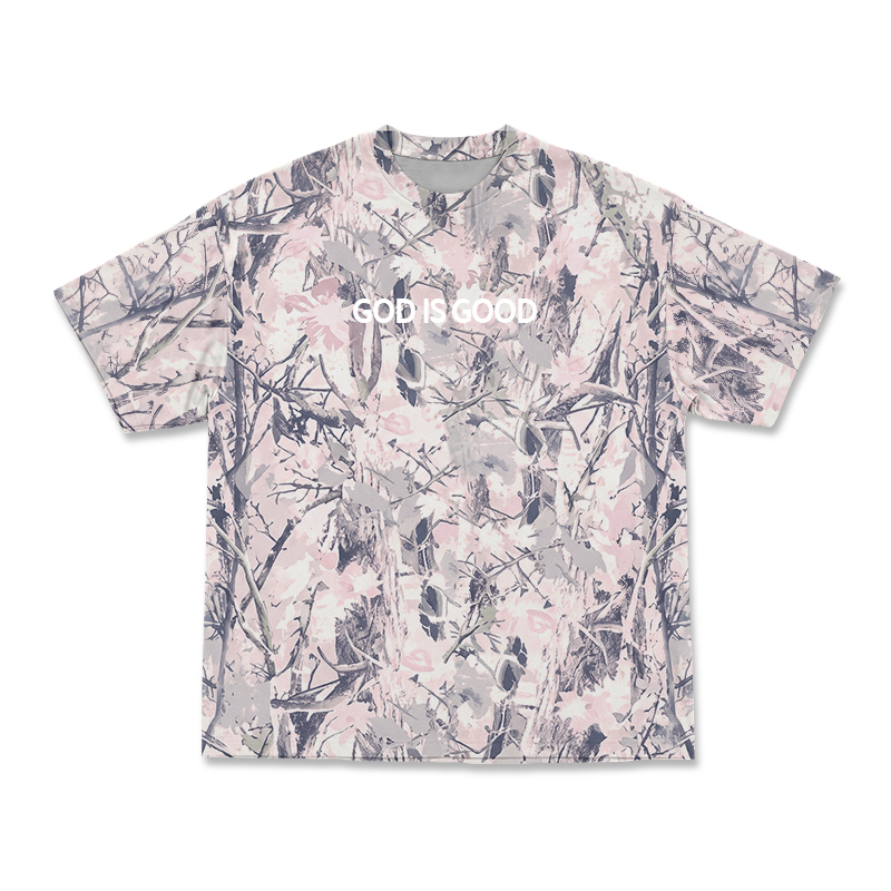 GOD IS GOOD Camo Print T-shirt - Pink Camo - 5XL - image 14
